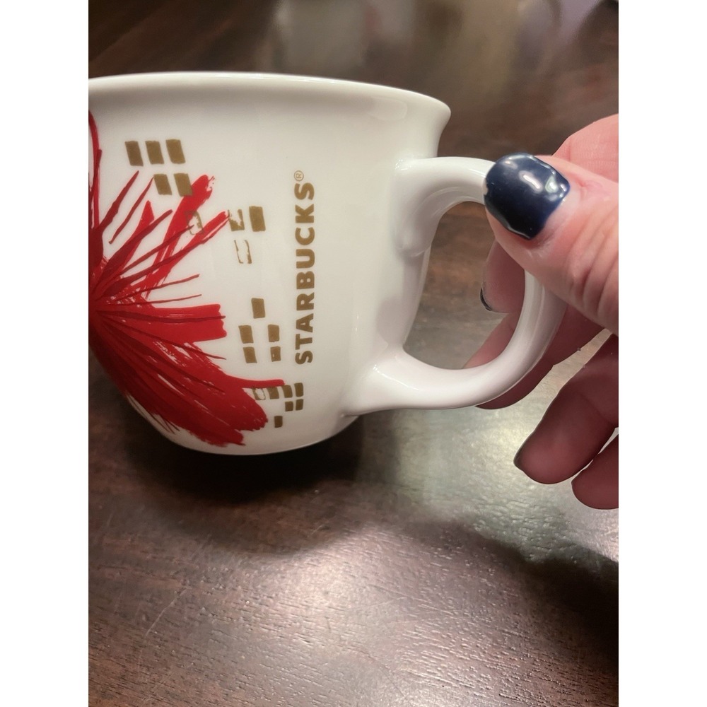 Starbucks 14 Oz 2014 Red Burst Fireworks Coffee Mug Cup Floral - Picture 2 of 4